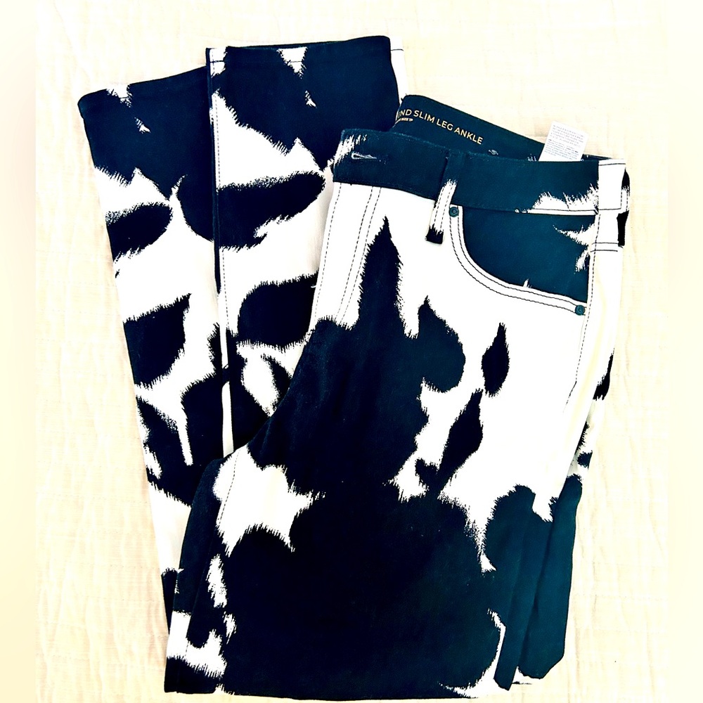 Chico's Black and White cow print Ankle Jeans.  Never worn.